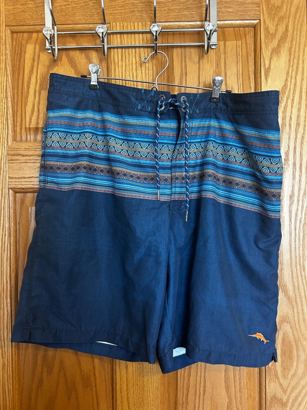 Tommy Bahama Men's Navy Blue Patterned Swim Trunks